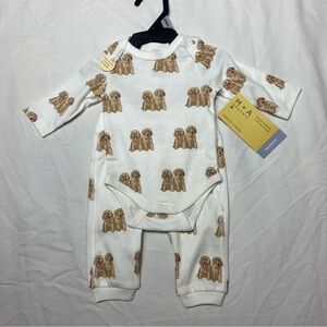 Monica + Andy Organic Cotton Gender Neutral Bodysuit And Pants Set Size NB